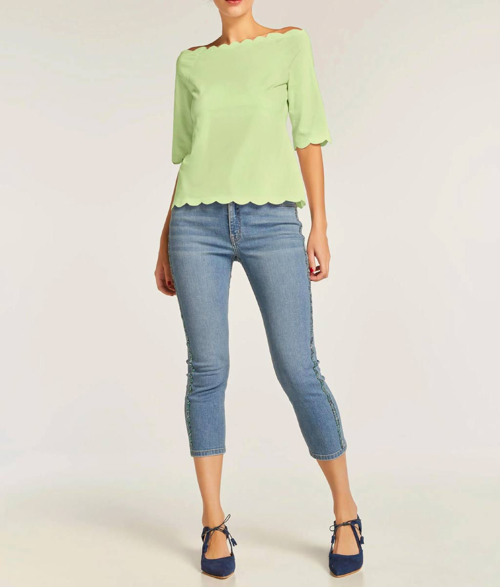 Блузка, светло-зеленая - Linea tesini фото 3