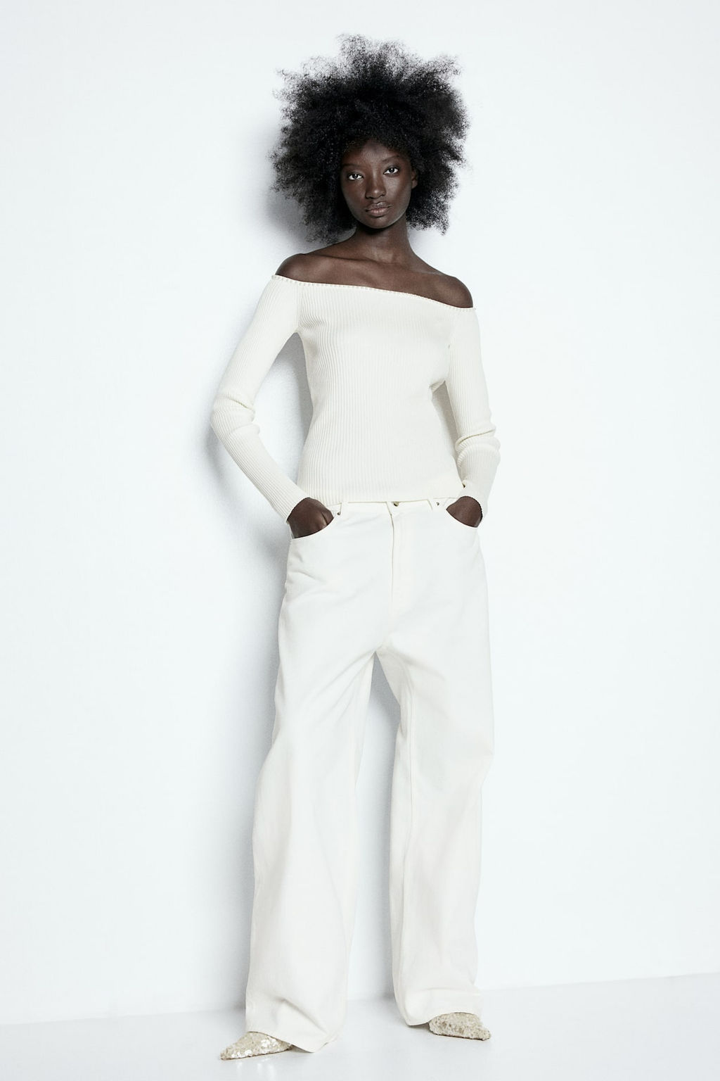 Top off-the-shoulder con cuentas - H&m фото 3