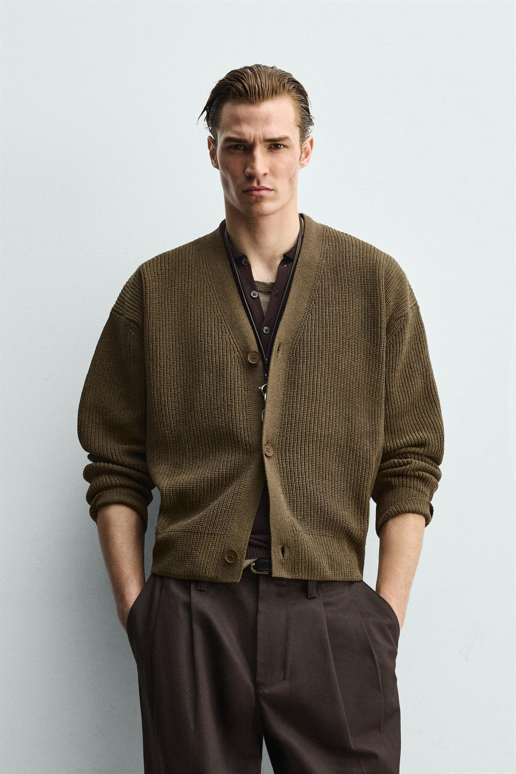TEXTURED RELAXED FIT CARDIGAN - Zara фото 10