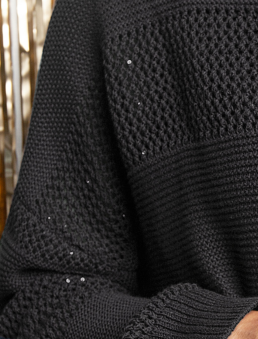 VILATTE / Джемпер с полосами узорной вязкой с пайетками  фото 2