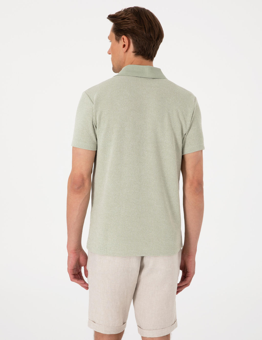 Haki Slim Fit _rme Dokulu Polo Yaka Ti__rt - Pierre cardin фото 5