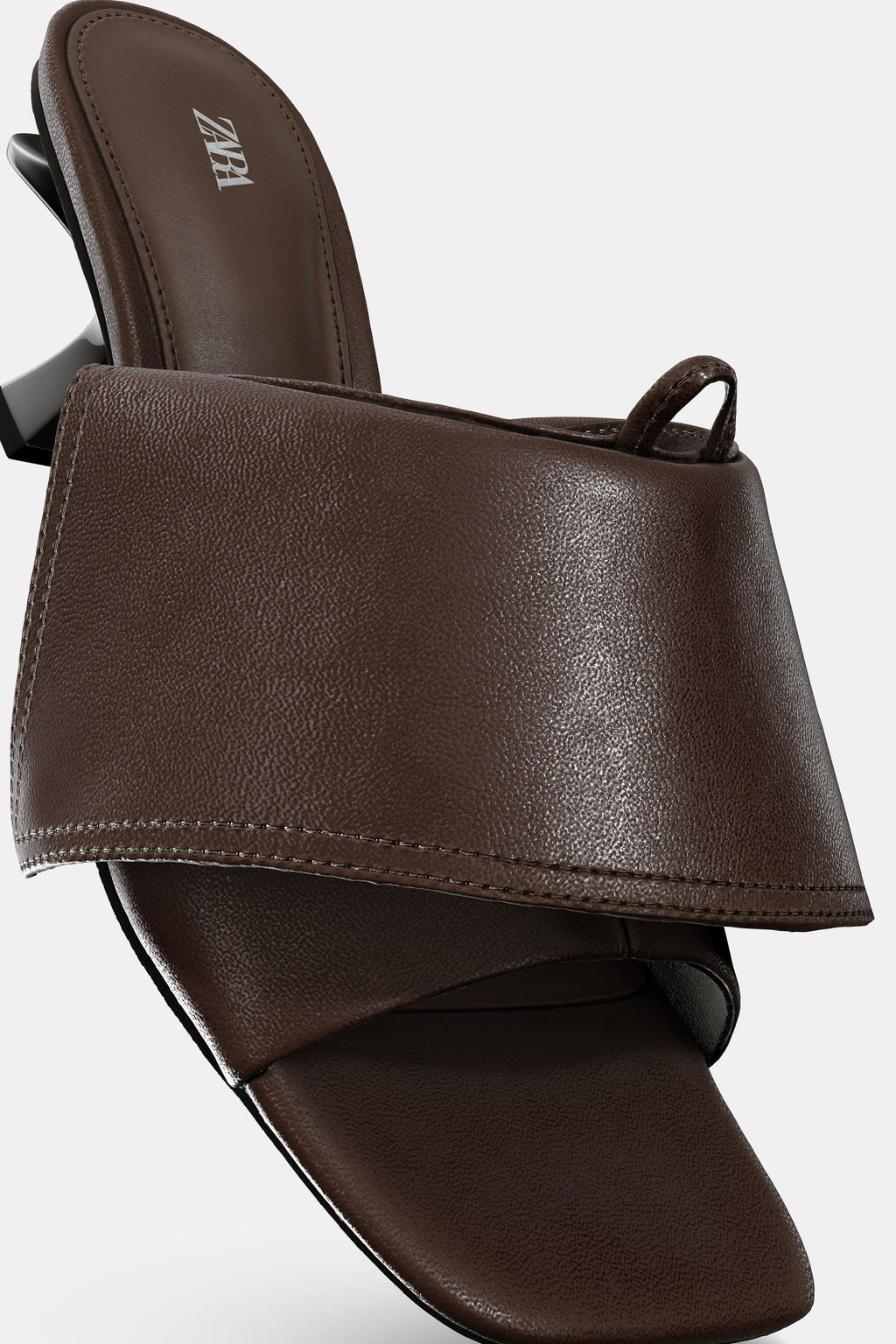 LEATHER KITTEN-HEEL SANDALS - Zara фото 2