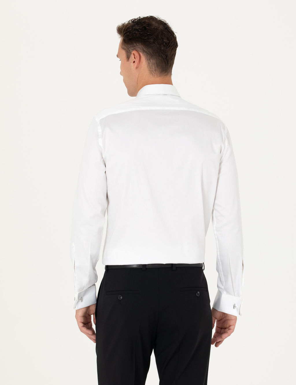 Beyaz Slim Fit Uzun Kollu Basic G_mlek