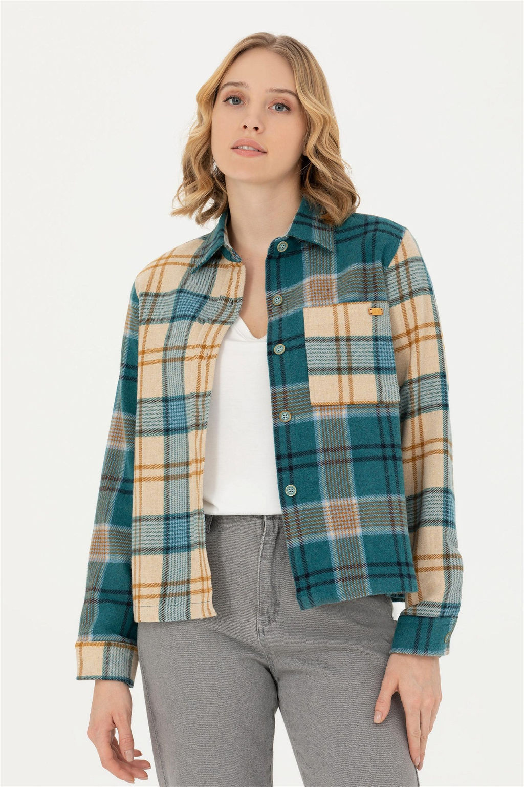 Женская мятная рубашка с длинным рукавом - U.s. polo assn фото 11