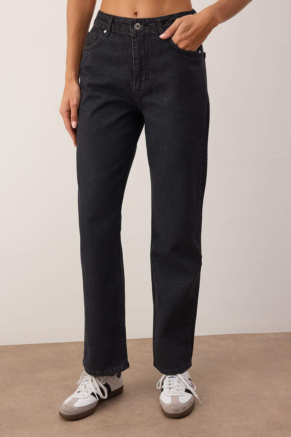 Siyah Yuksek Bel Straight Smoke Jeans TWOAW26JE00158 - Trendyolmilla фото 8