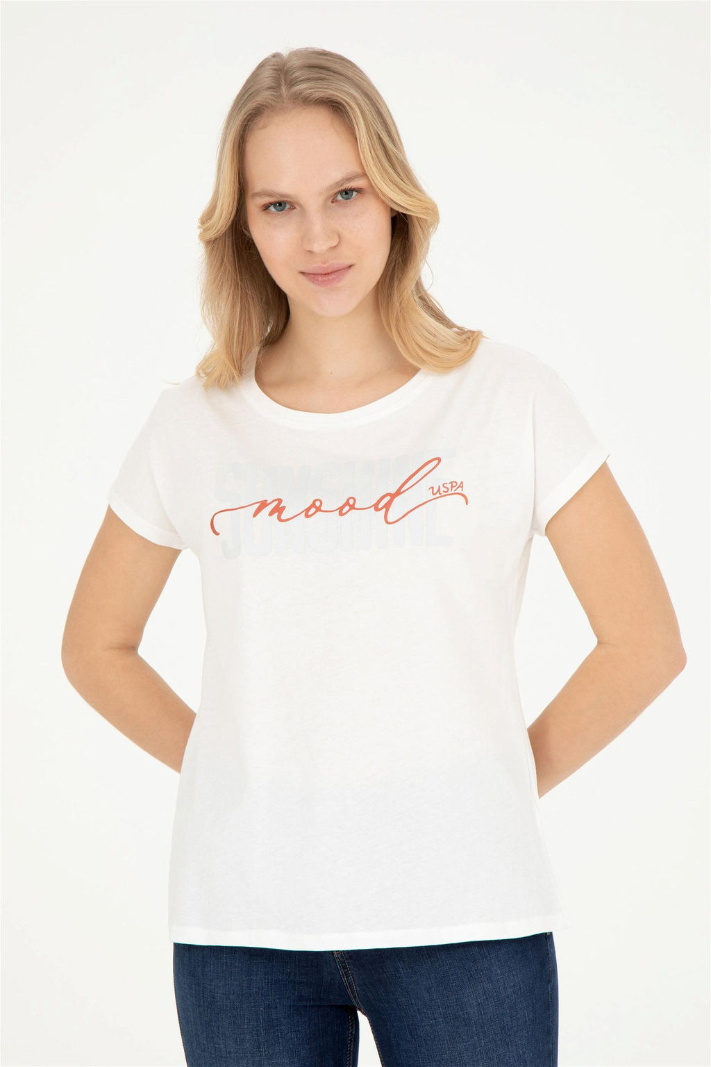 Женская футболка цвета экрю - U.s. polo assn фото 3