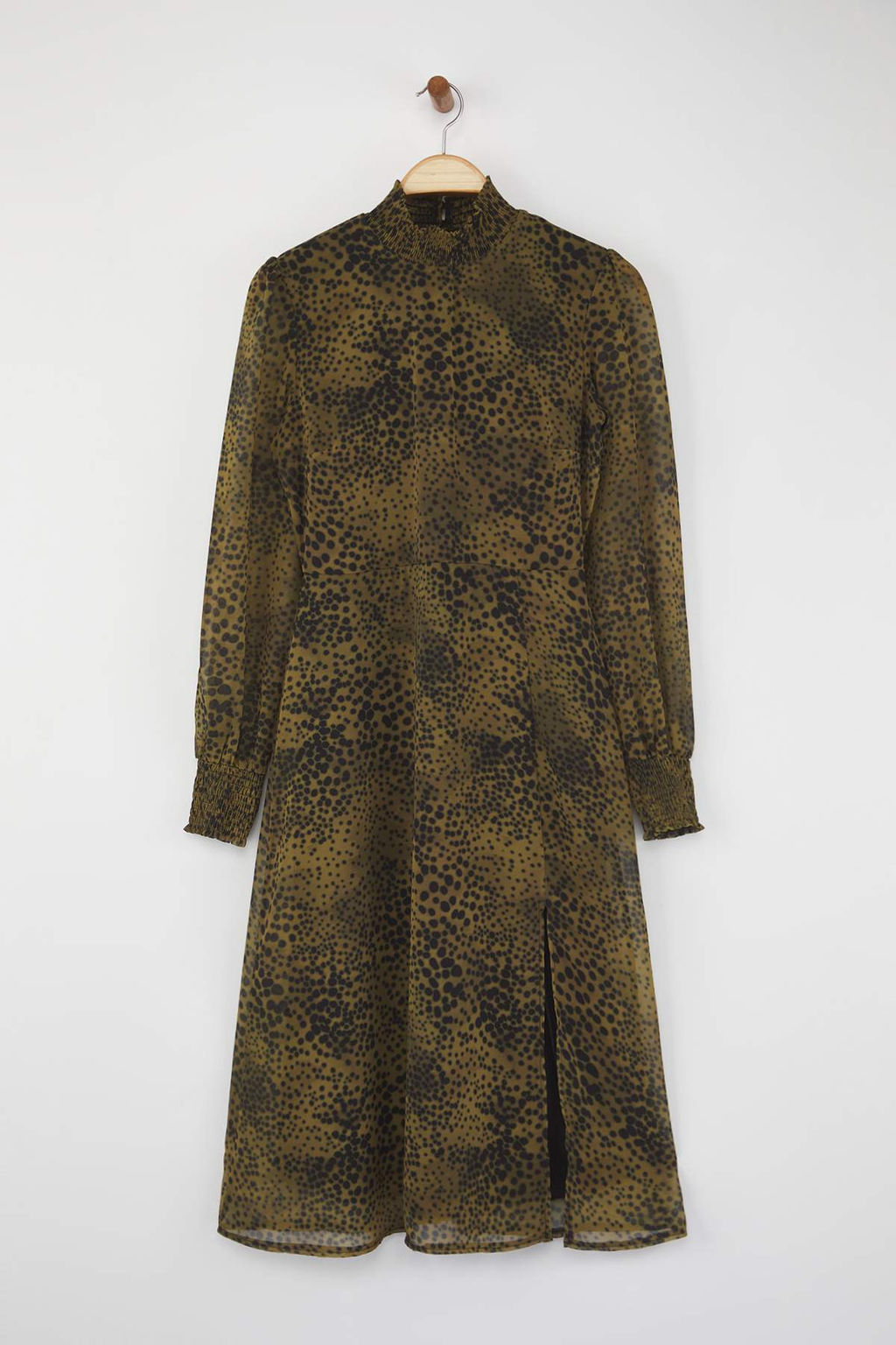 Haki Animal Desenli Gipeli Midi Astarl? Sifon Dokuma Elbise TWOAW26EL00071