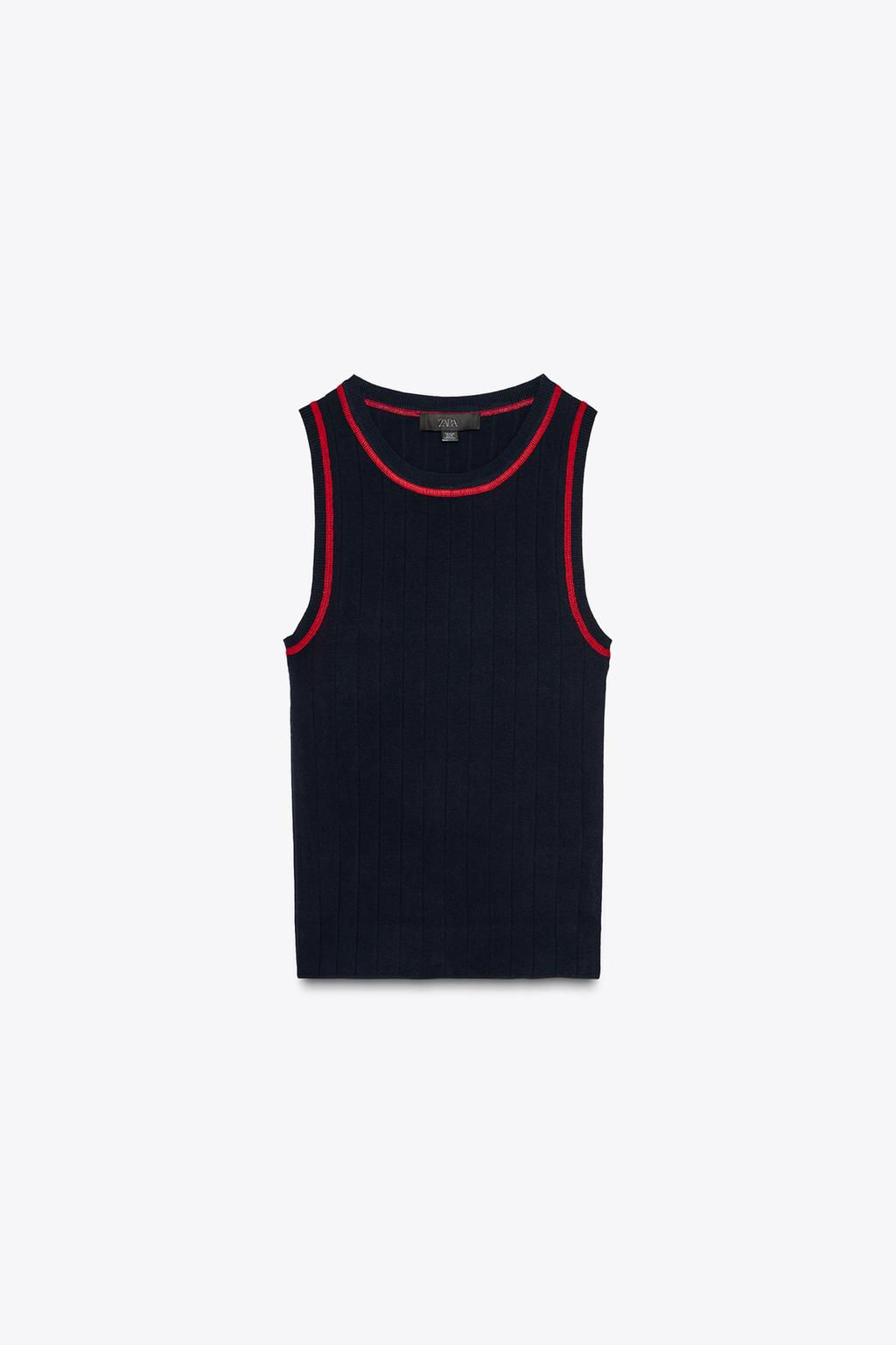 CONTRAST STITCH SLEEVELESS KNIT TOP - Zara фото 5