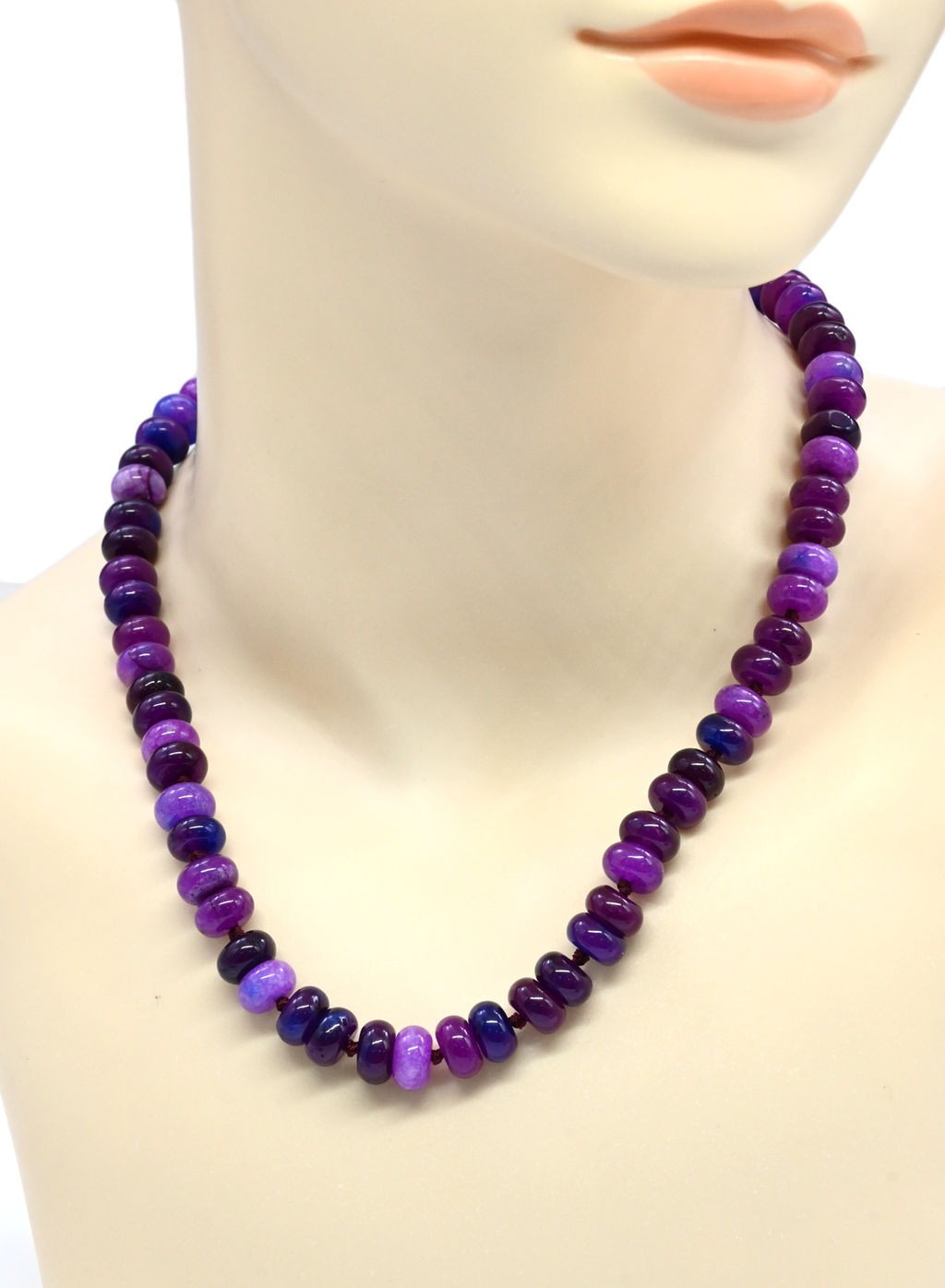 Бусы из камня кальцита рондель 10*6мм цв.лиловый, 47см