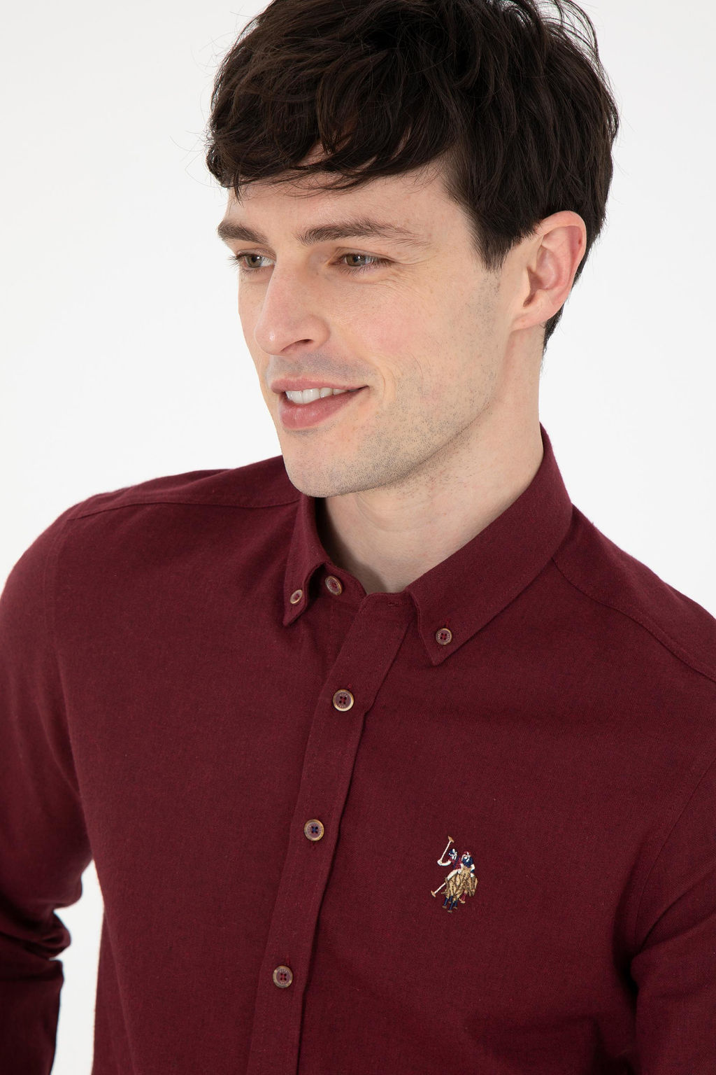 Мужская базовая рубашка бордового цвета с длинным рукавом Неожиданная скидка в корзине - U.s. polo assn фото 2