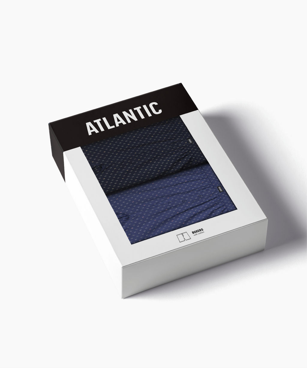 ATLANTIC 2MBX-069 Трусы боксеры Button - набор 2 шт. темно-синий + темно-голубой  фото 6
