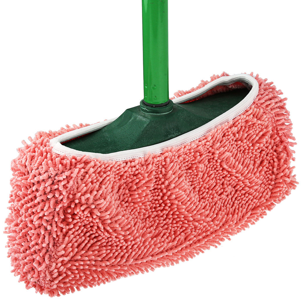 Насадка на швабру Служанка микрофибра 30х14см, на резинке (на швабру с длинным ворсом/швабру паркетную), коралловый, упаковка: на картоне, Домашняя мода (Россия)