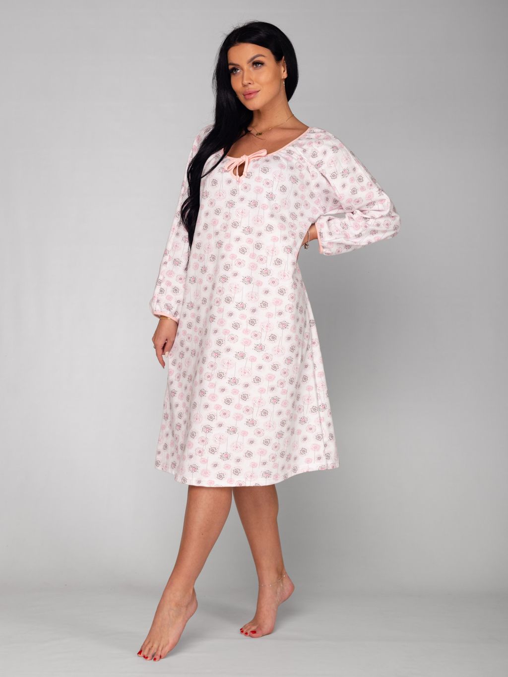 Ночная сорочка женская футер начёс МУЗА РОЗОВЫЙ - Домтрик фото 4