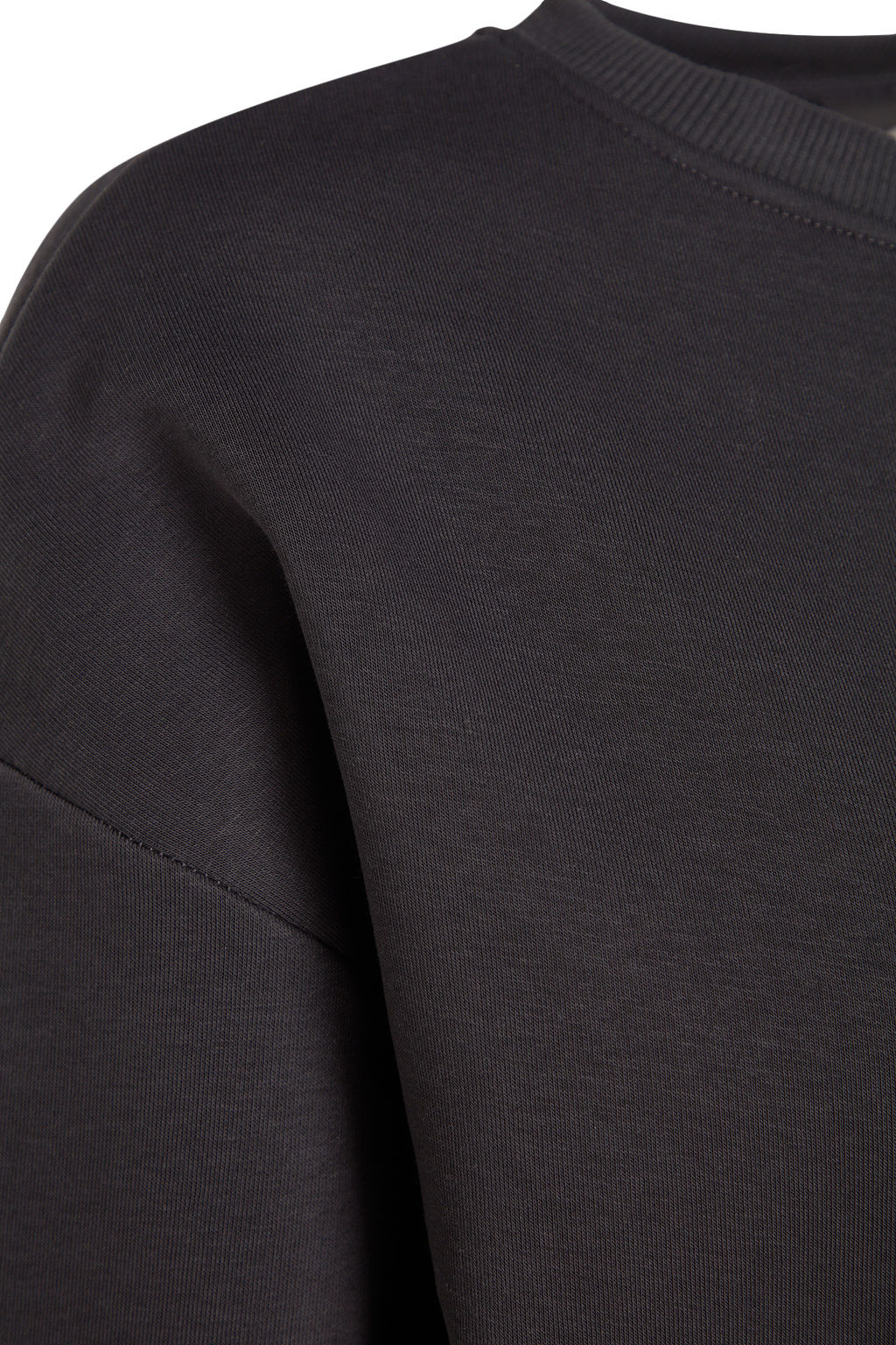 Antrasit Oversize/Rahat Kesim Basic Bisiklet Yaka Kal?n/Ici polarl? Orme Sweatshirt TWOAW24SW00102