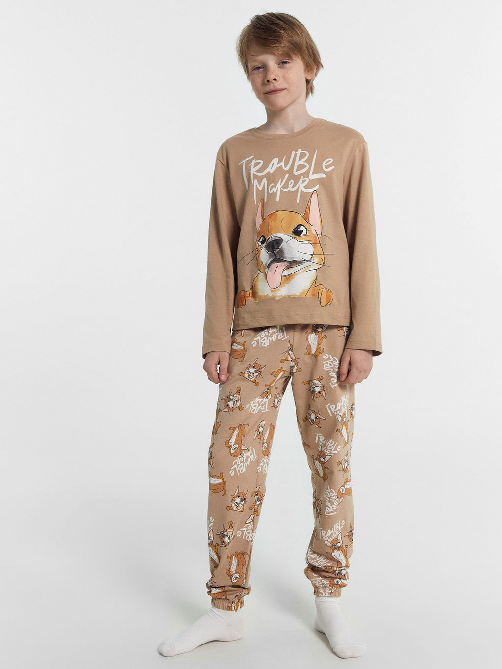 Комплект для мальчиков (джемпер, брюки) бежевый с собачками - Mark formelle фото 3