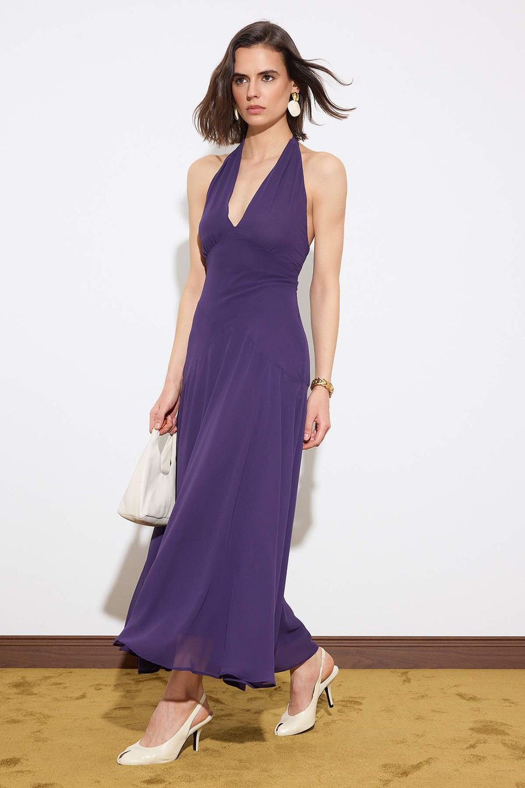 Limited Edition Mor Volanl? Sifon Maxi Astarl? S?k/Gece Elbise TPRSS26EL00032 - Trendyolmilla фото 2