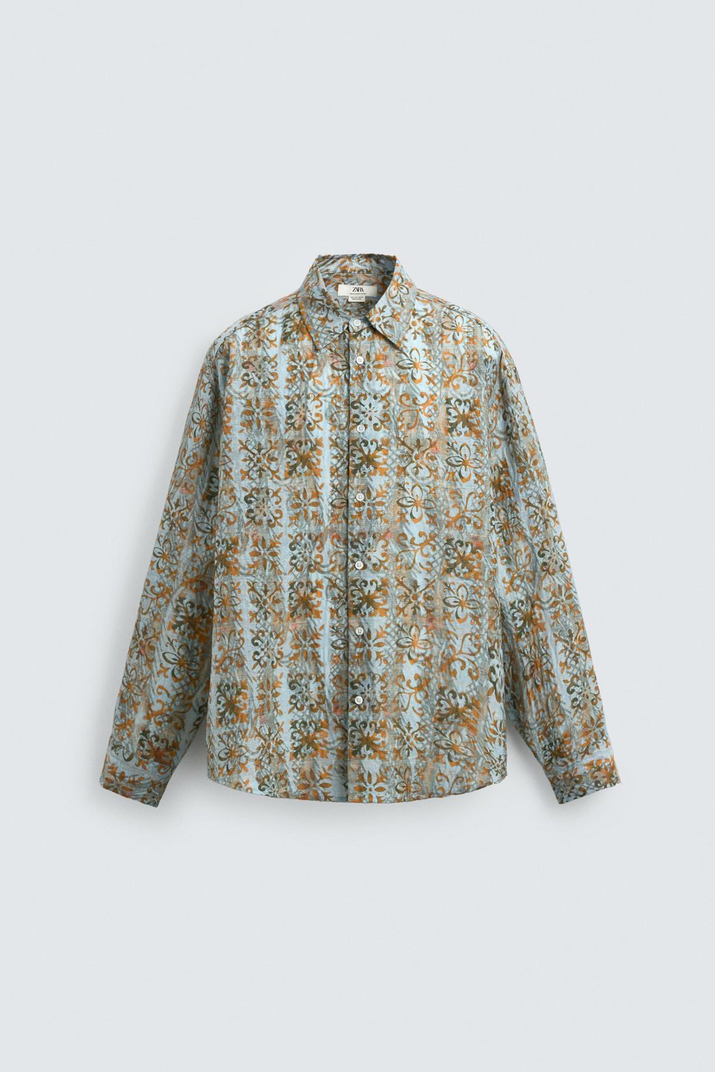 CAMISA RELAXED FIT ESTAMPADO GEOM?TRICO / Celeste - Zara фото 7