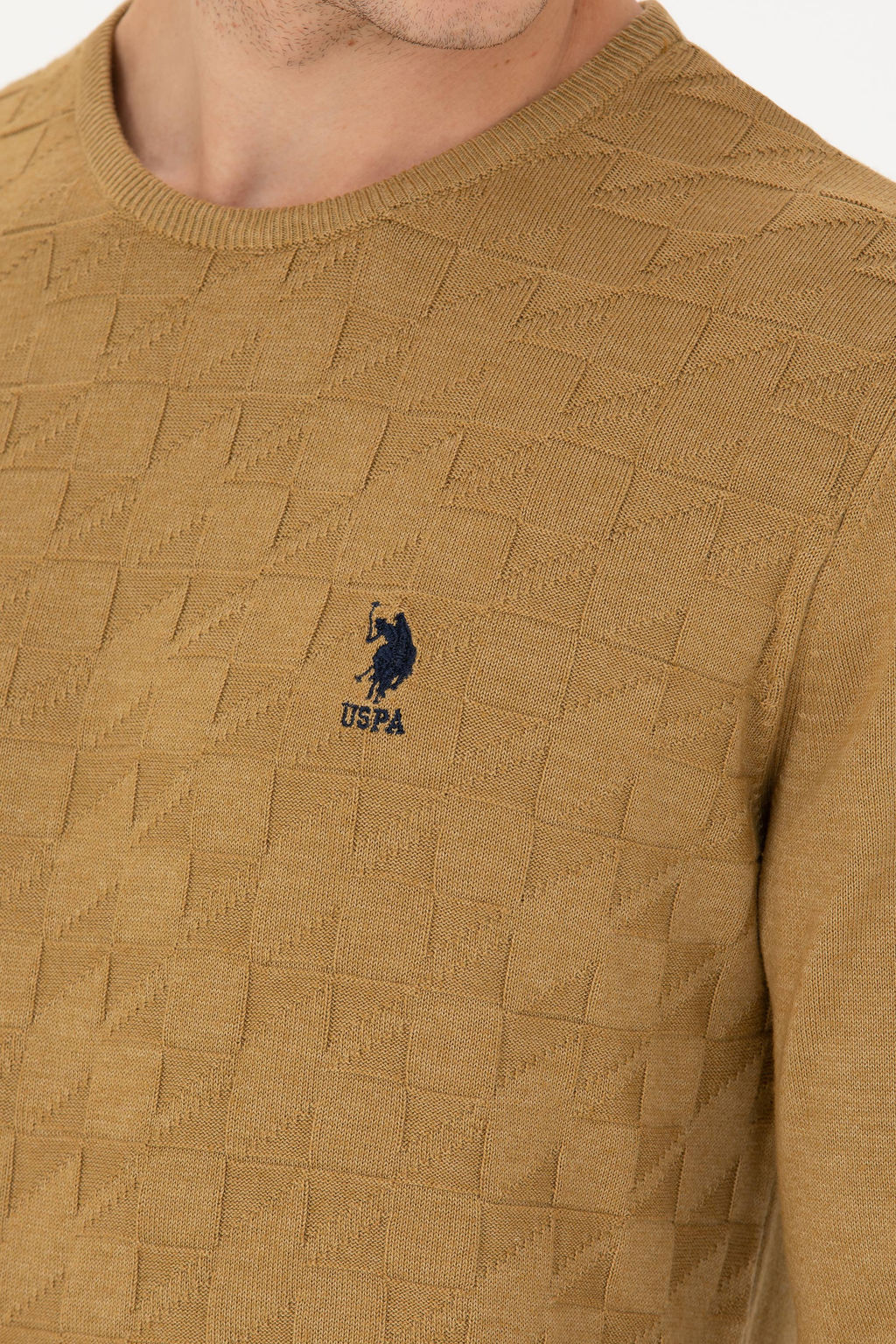 U. S. Polo Assn Мужской базовый свитер светло-хаки - U.s. polo assn фото 21