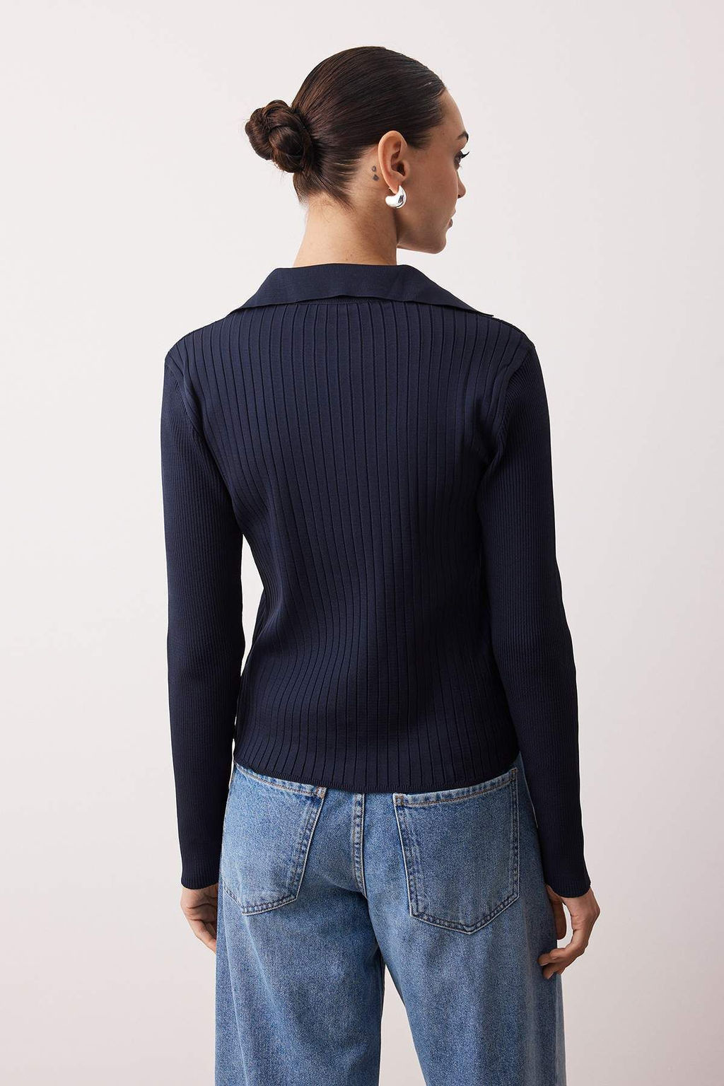 Lacivert-Ekru Polo Yaka Basic Ikili Paket Triko H?rka TWOAW26HI00078 - Trendyolmilla фото 4