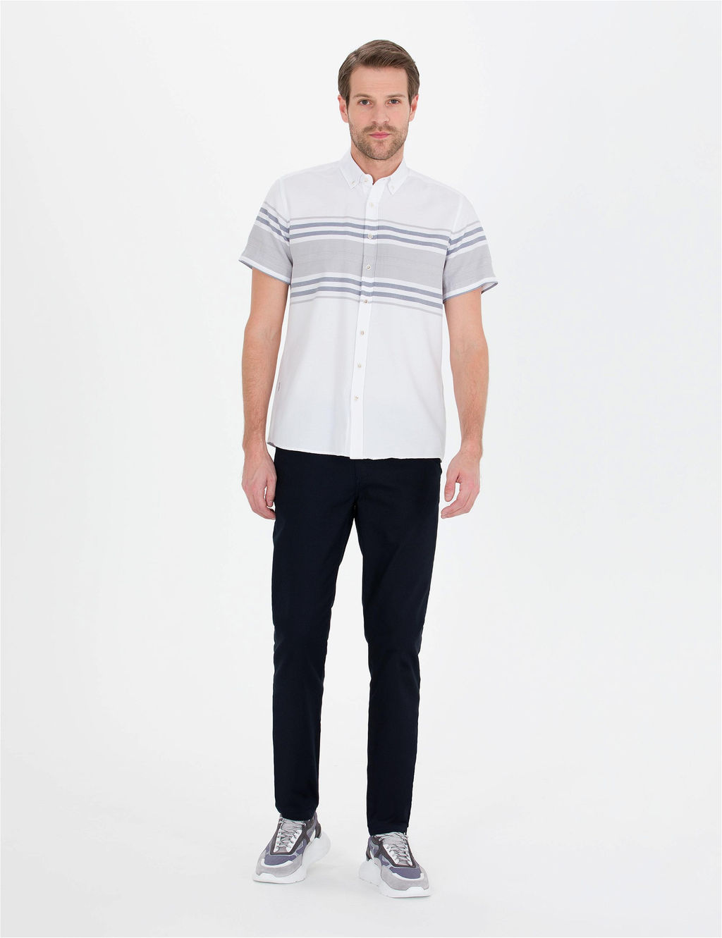 Lacivert Slim Fit Kanvas Pantolon