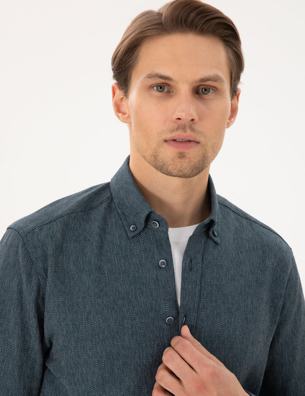 Ye_il Regular Fit Uzun Kollu Oxford G_mlek - Pierre cardin фото 2