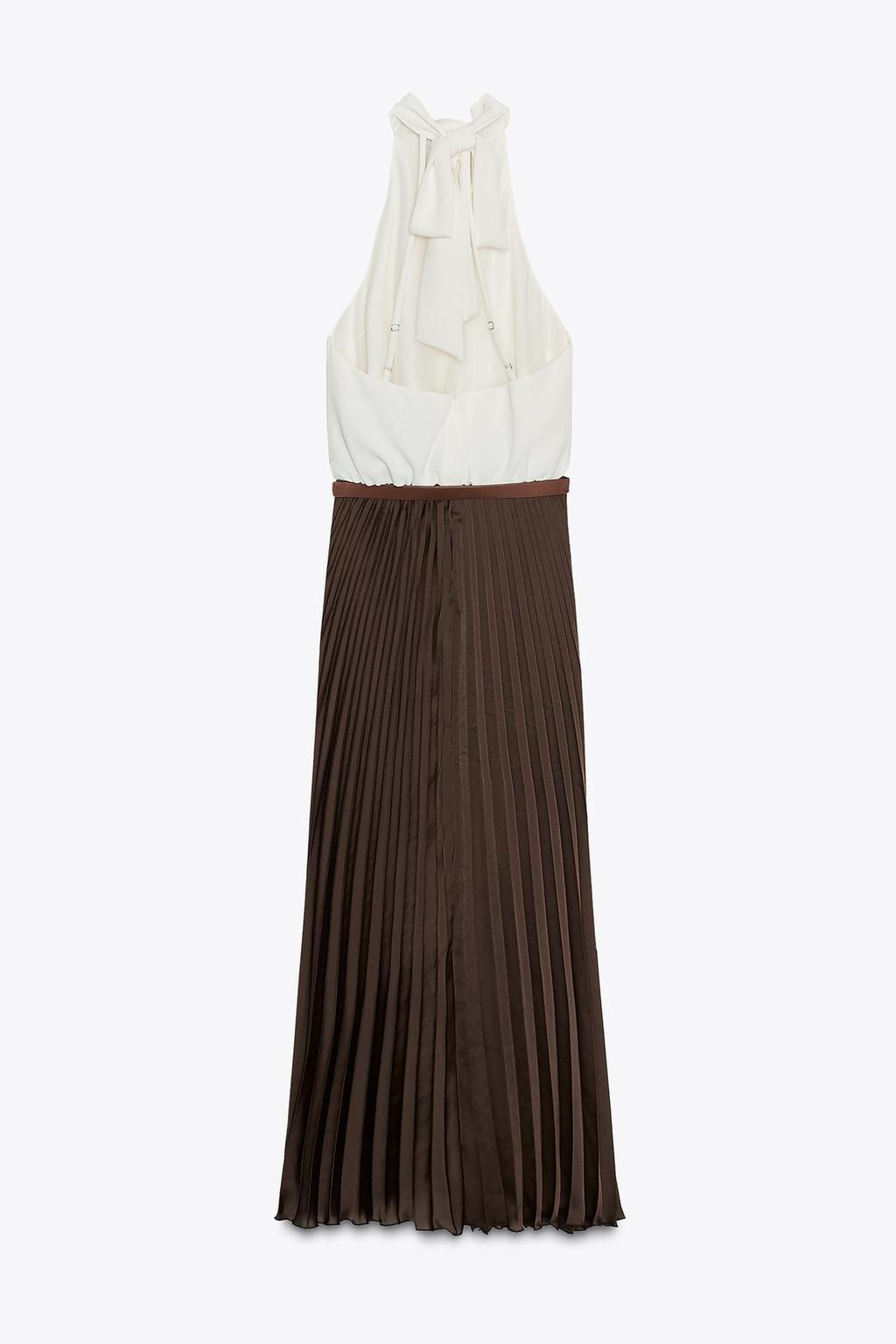 PLEATED COMBINED MIDI DRESS - Zara фото 9