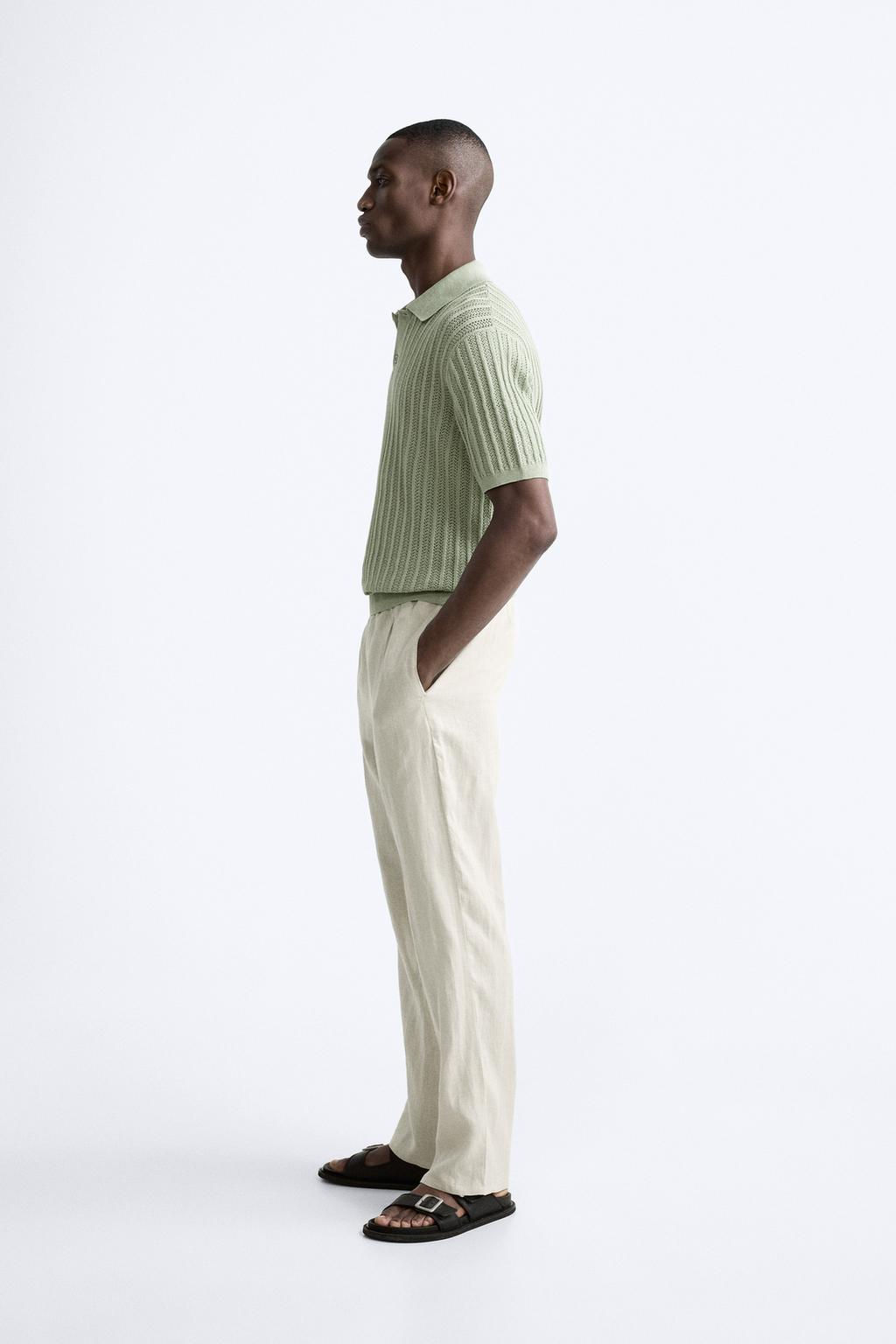 COTTON - LINEN KNIT POLO SHIRT - Zara фото 4
