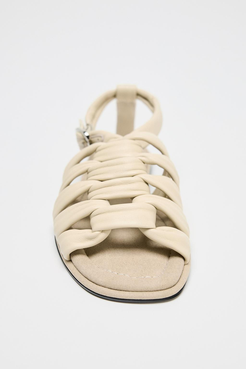 KNOTTED LEATHER SANDALS - Zara фото 6