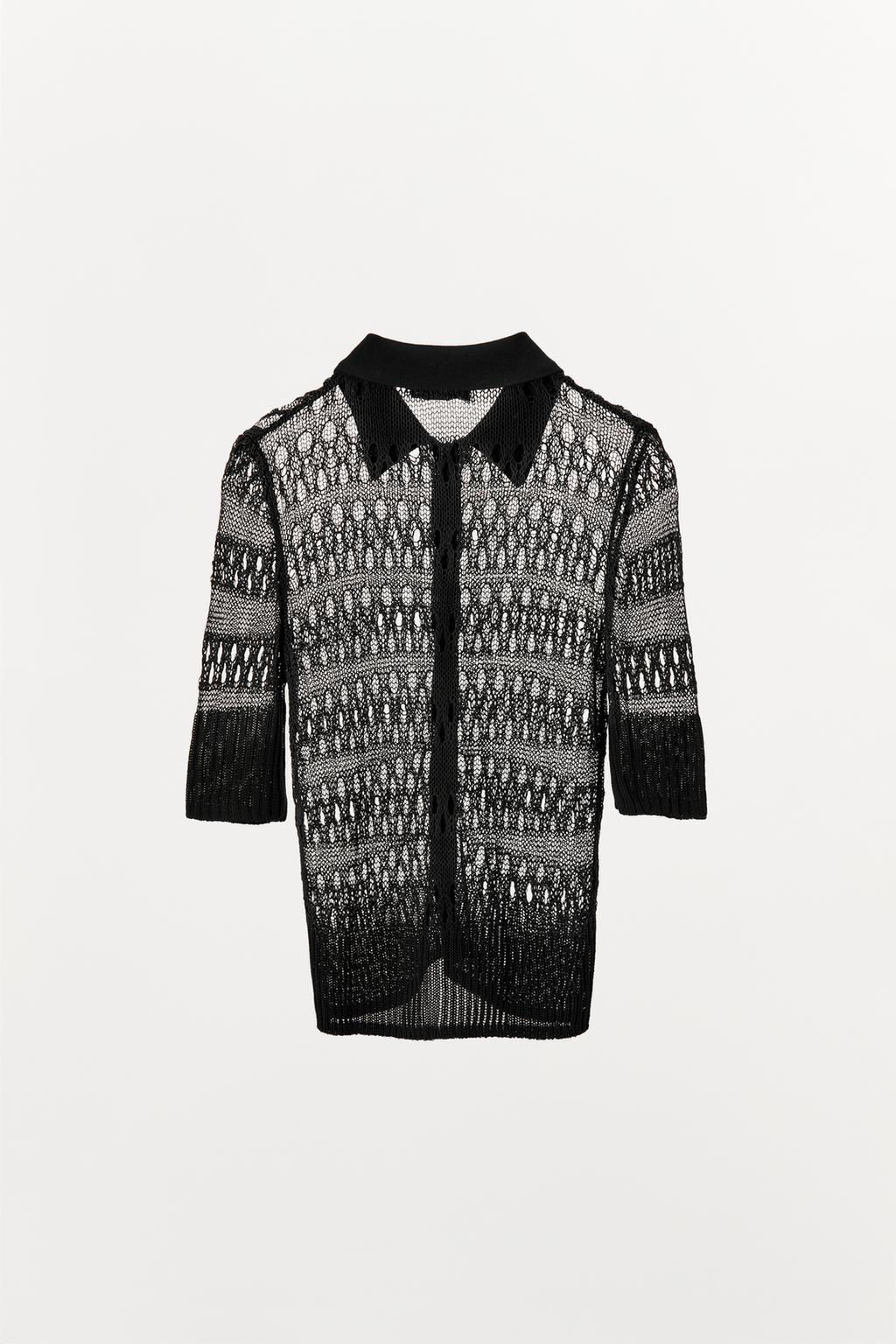 OPEN KNIT POLO TOP - Zara фото 5