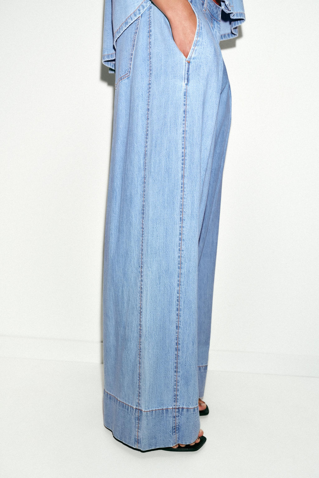 JEANS Z1975 WIDE LEG TIRO MEDIO PINZAS / Azul medio - Zara фото 4