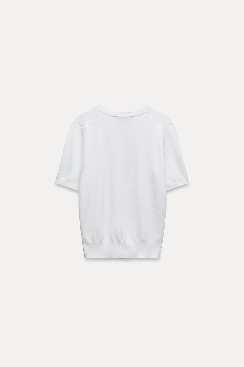 BASIC PLAIN KNIT TOP WITH SHORT SLEEVES - Zara фото 19
