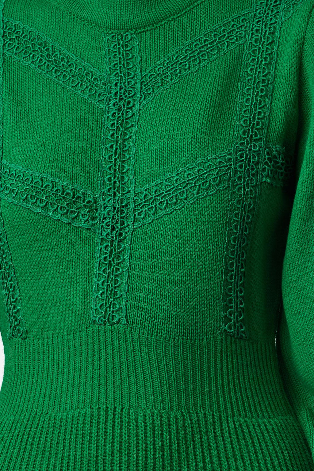 Yesil Mini Triko Dantelli Elbise TWOAW22EL0011