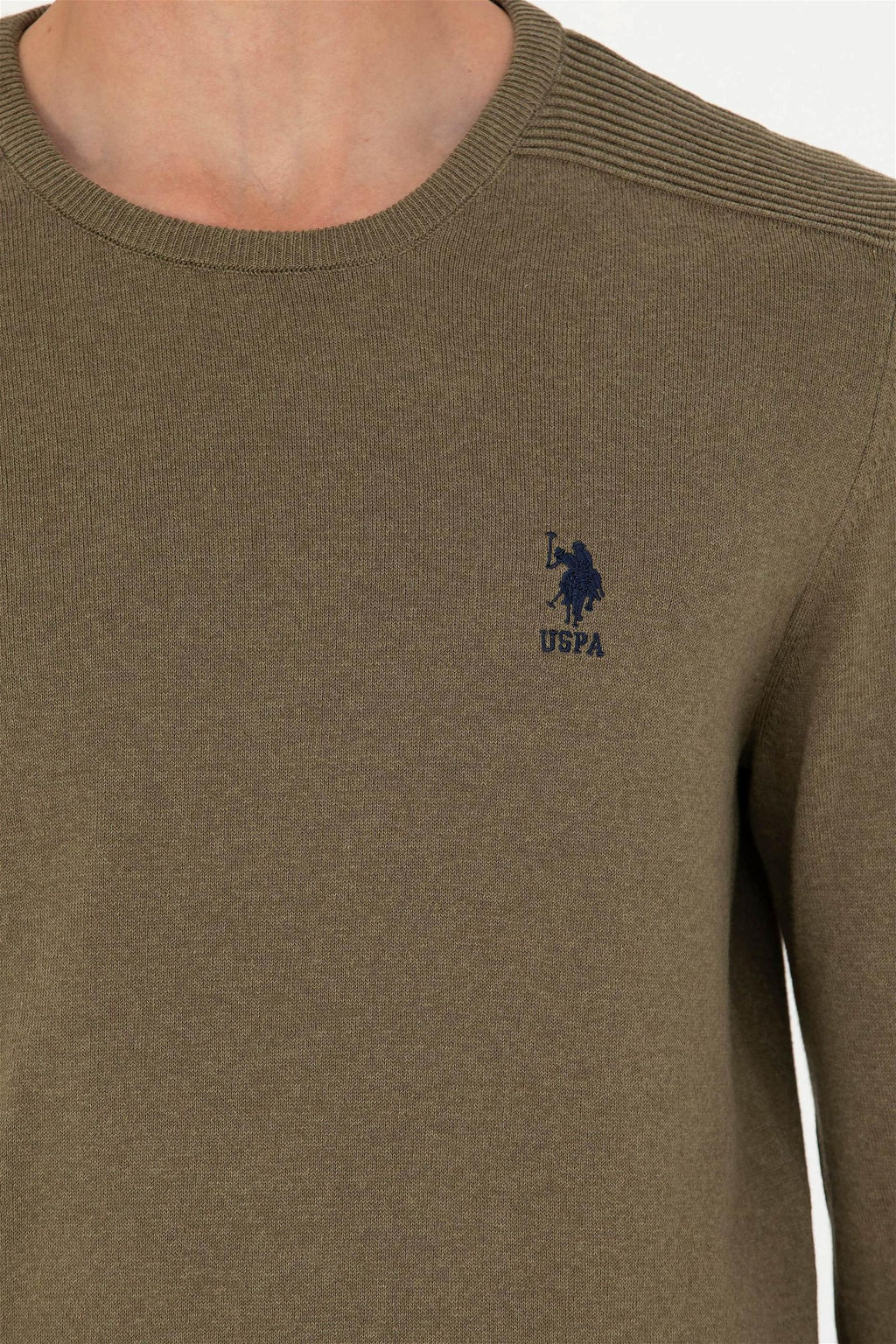 U. S. Polo Assn Мужской базовый свитер хаки меланжевого цвета - U.s. polo assn фото 14