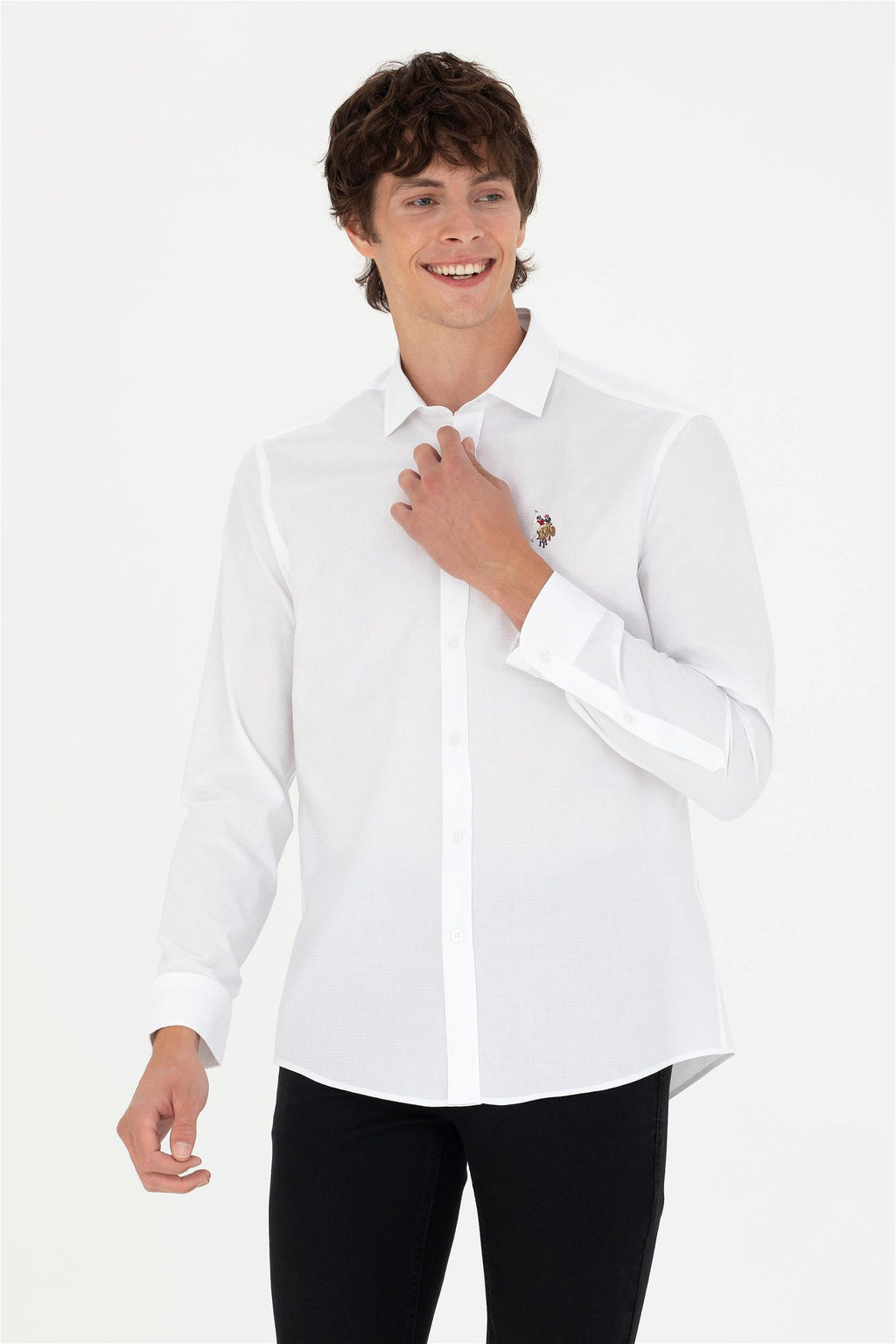 Мужская белая рубашка с длинным рукавом Неожиданная скидка в корзине - U.s. polo assn фото 3