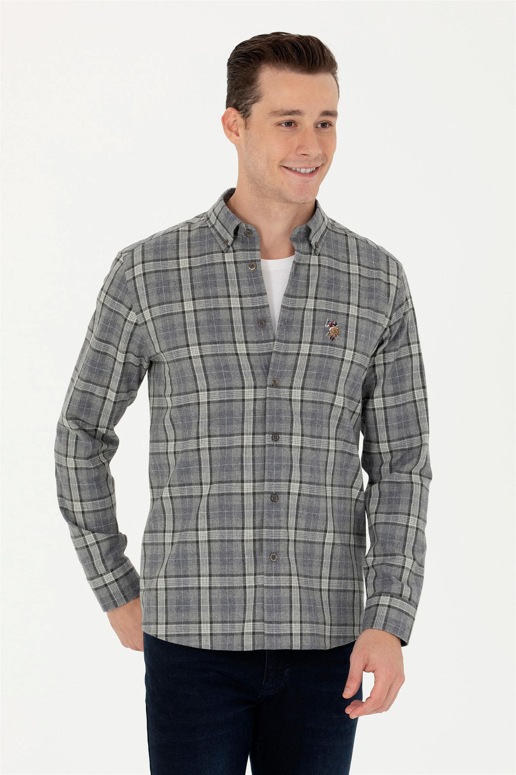 U. S. Polo Assn Мужская серая рубашка с длинным рукавом - U.s. polo assn фото 8