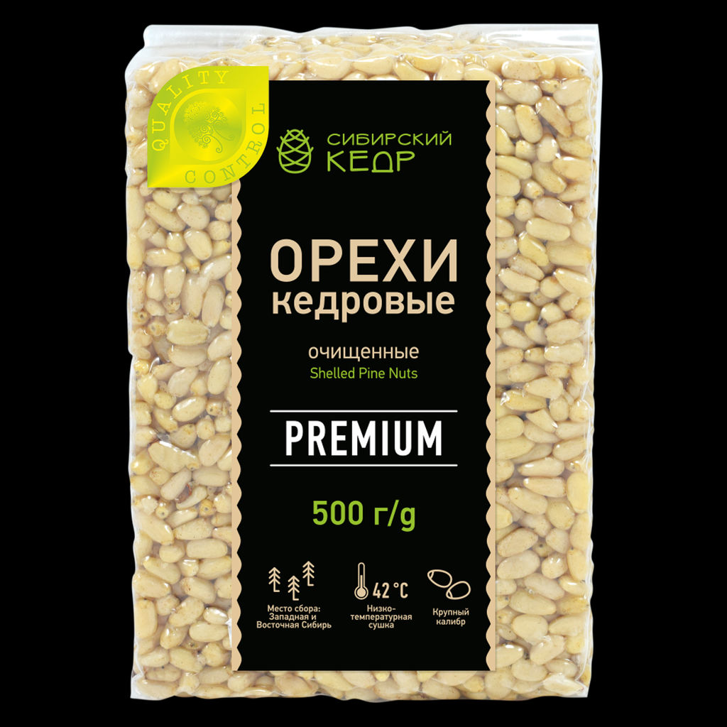 Ядро кедрового ореха / Брикет / Премиум / 500 г / калибр 750 / Сибирский кедр