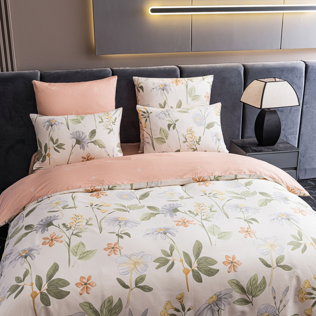 Комплект постельного белья Люкс Сатин 100% хлопок A353 Евро 4 Наволочки