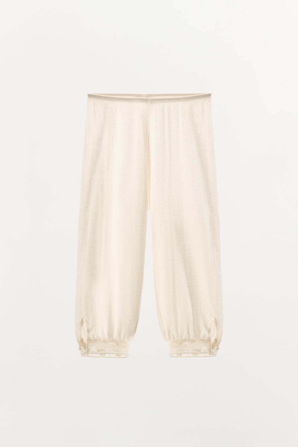 PANTAL?N PUNTO FINO ENCAJE / Crudo - Zara фото 5