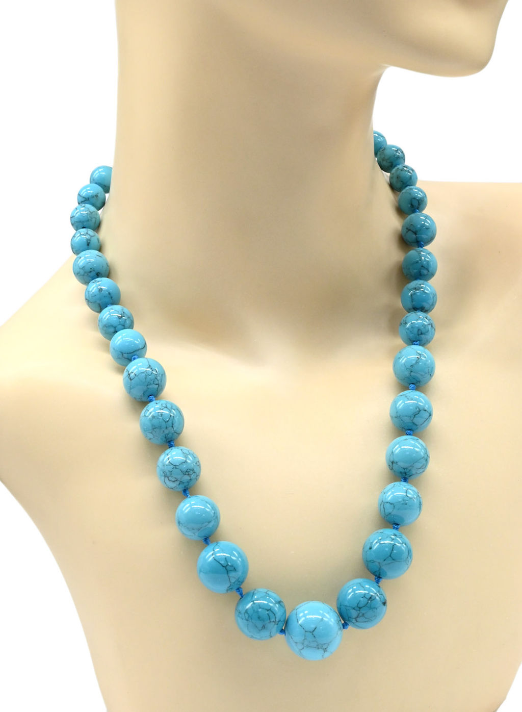 Колье из бирюзы имитация шарик на увеличение, 50см