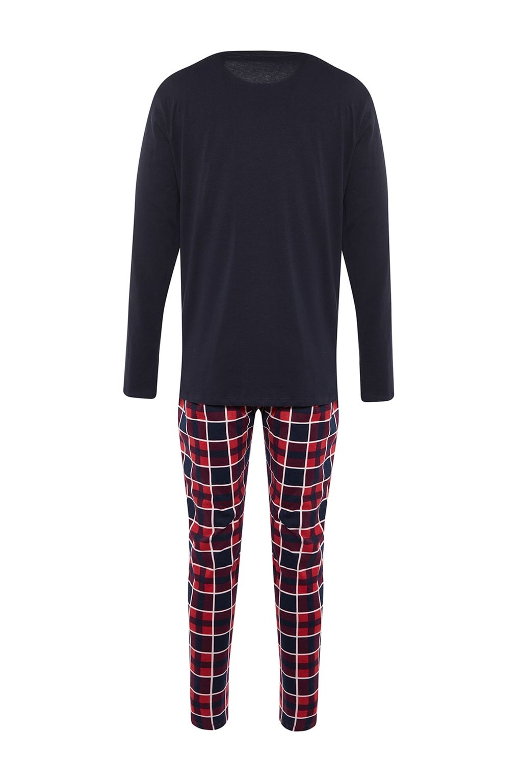 Trendyolmilla Man Lacivert Erkek Regular Fit Alt Ekose Orme Aile Kombini %100 Pamuk Pijama Tak?m? THMAW22PT0431  фото 8