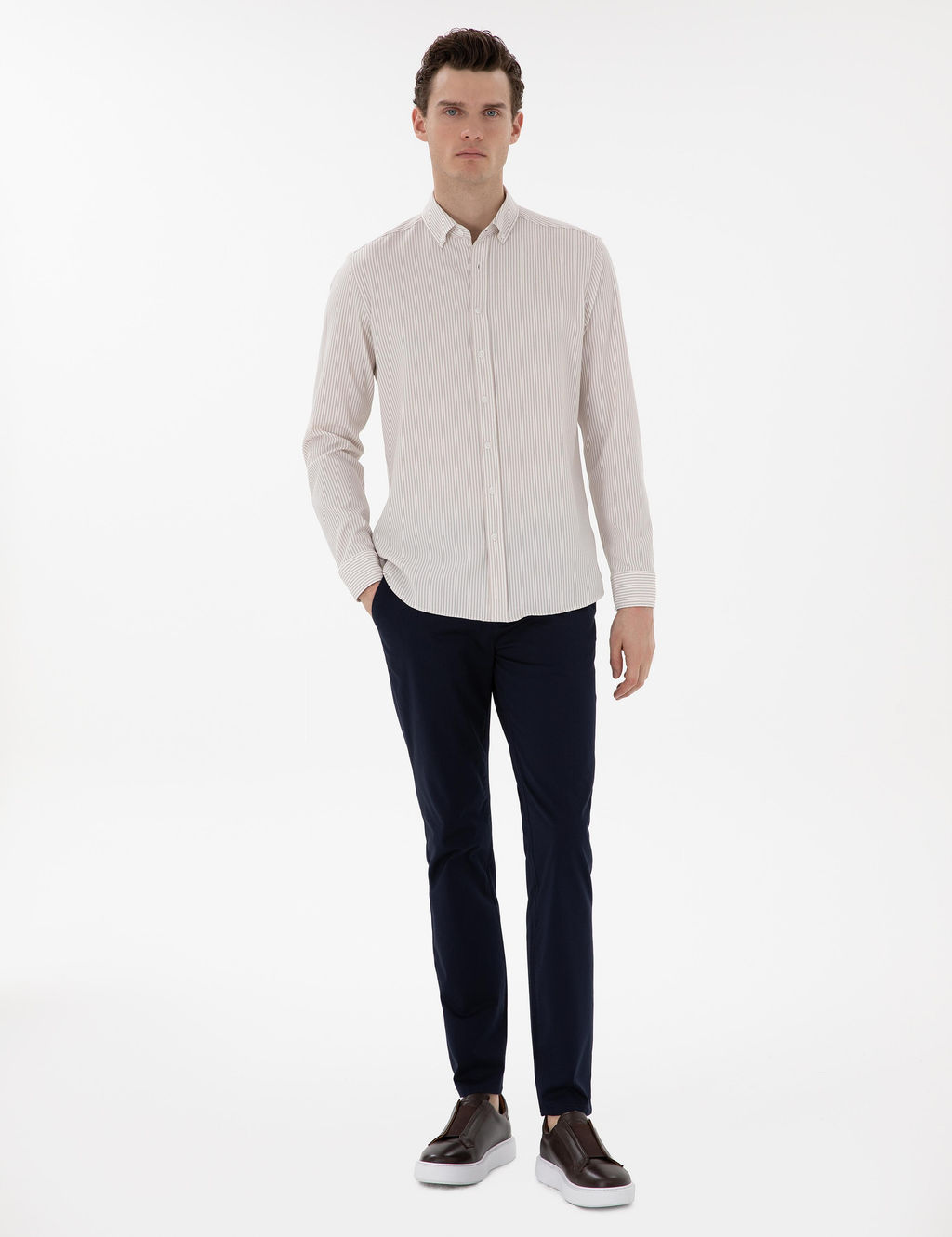 Рубашка Bej Slim Fit светлая длинный рукав