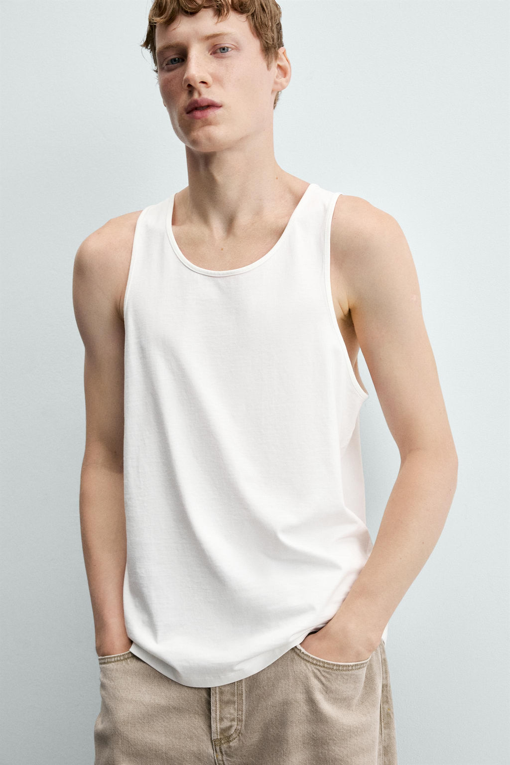 CAMISETA TANK REGULAR FIT MEDIUM WEIGHT / Blanco - Zara фото 5