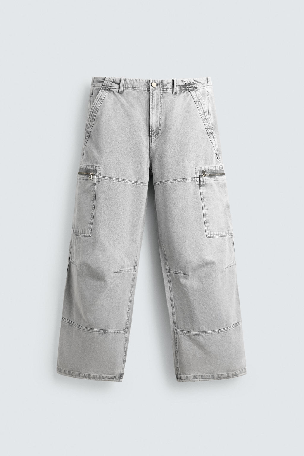 PANTAL?N CARGO PARACHUTE LAVADO / Gris claro - Zara фото 7