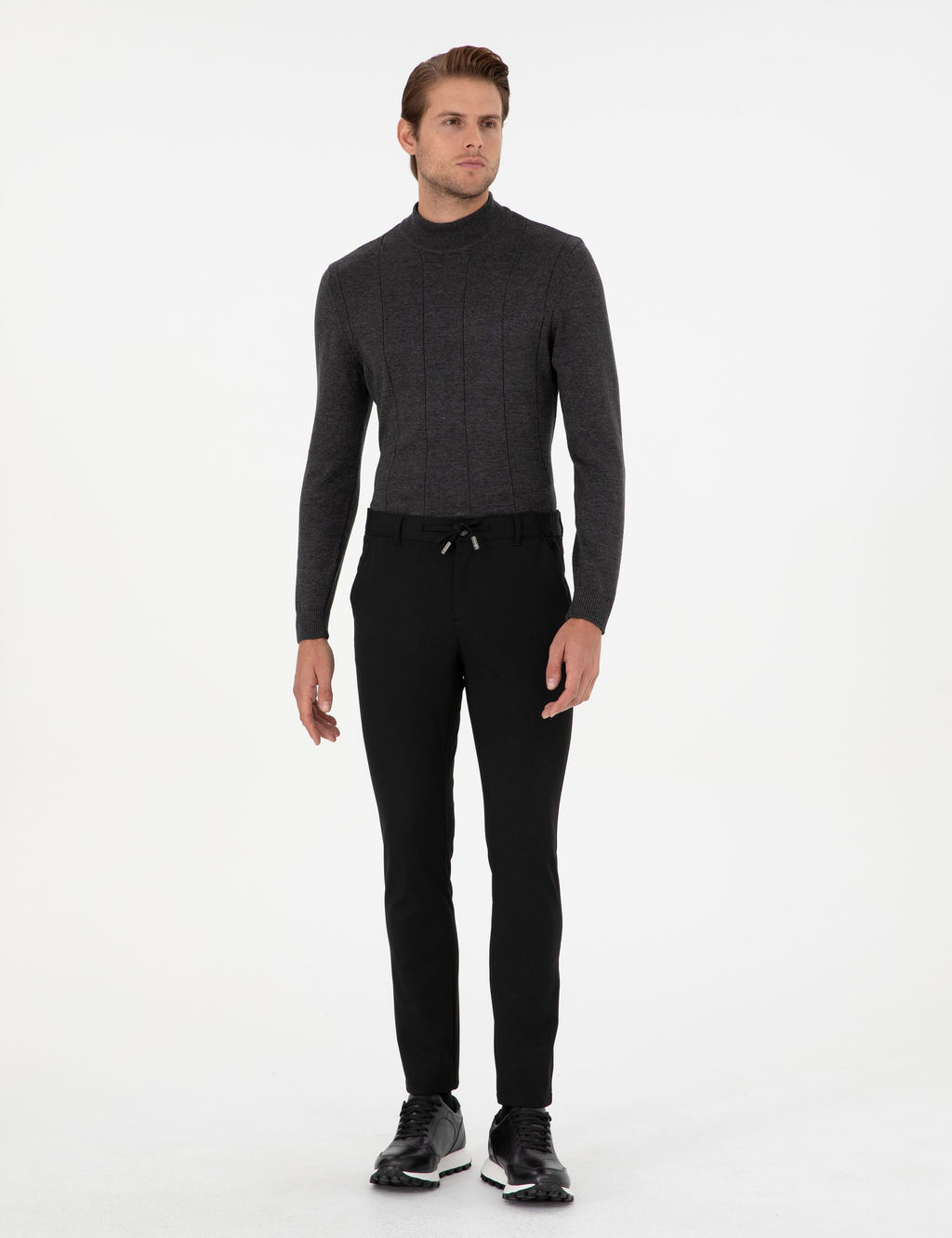 Siyah Slim Fit Kanvas Pantolon