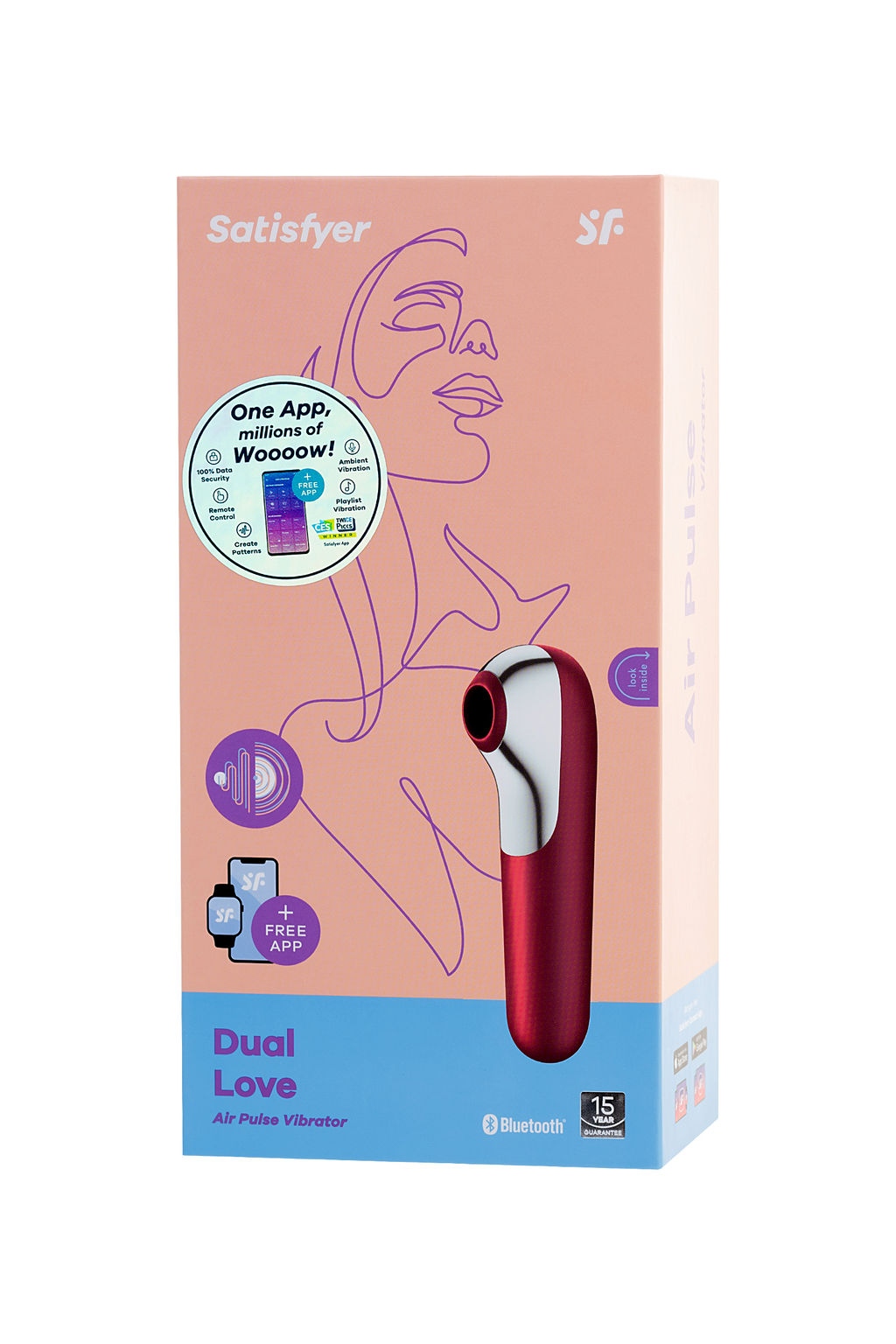 Вакуум-волновой бесконтактный стимулятор клитора Satisfyer Dual Love, силикон, красный, 16 см.  фото 9