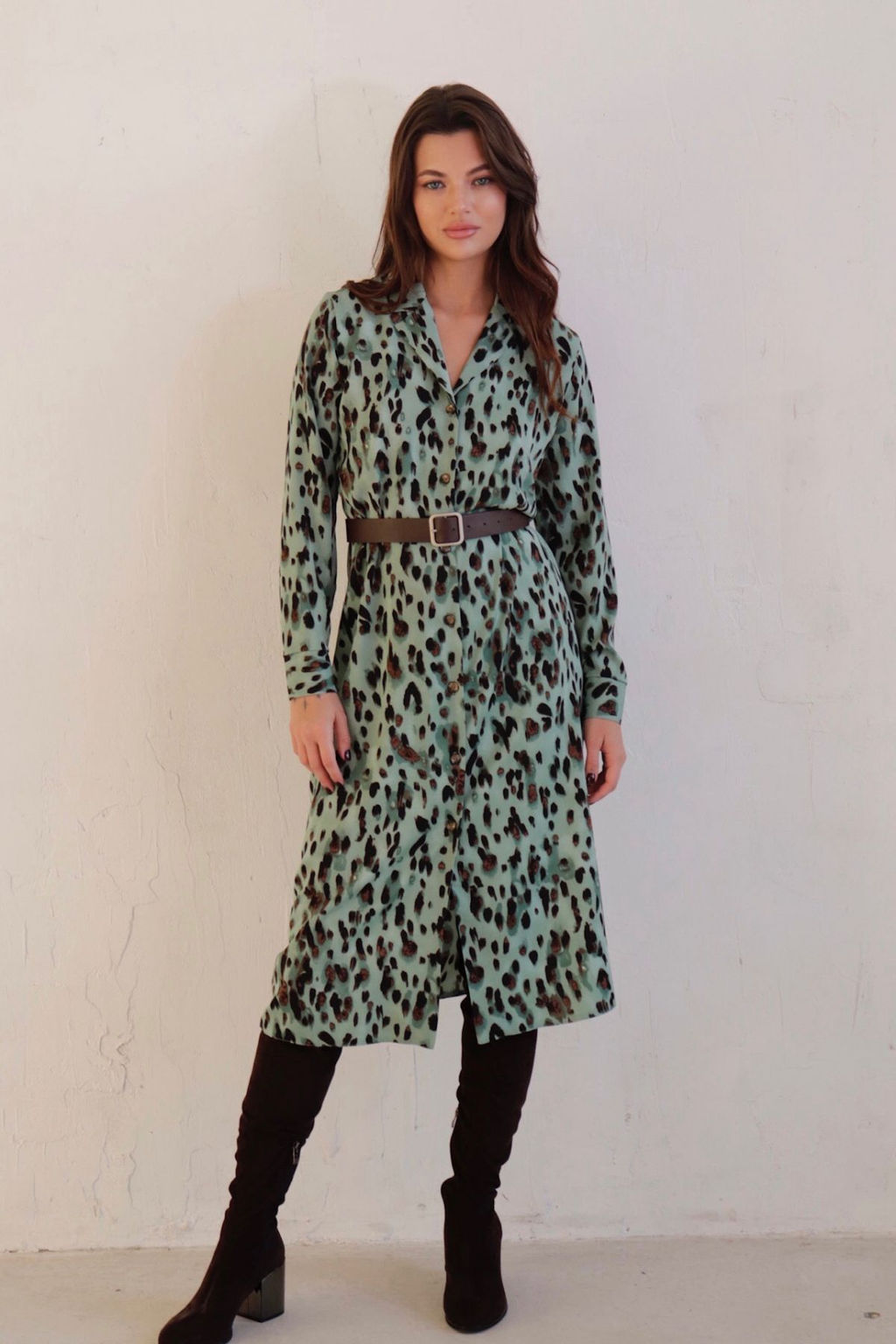 Платье-рубашка с английским воротником принт - Martichelli фото 131