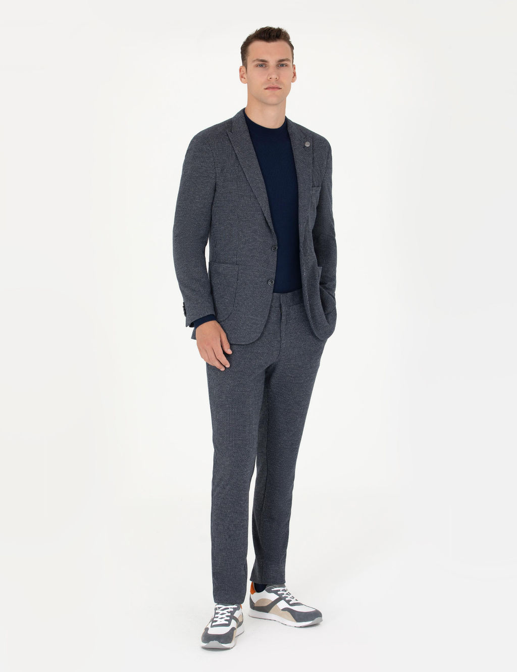Lacivert Ekstra Slim Fit Spor Tak_m Elbise