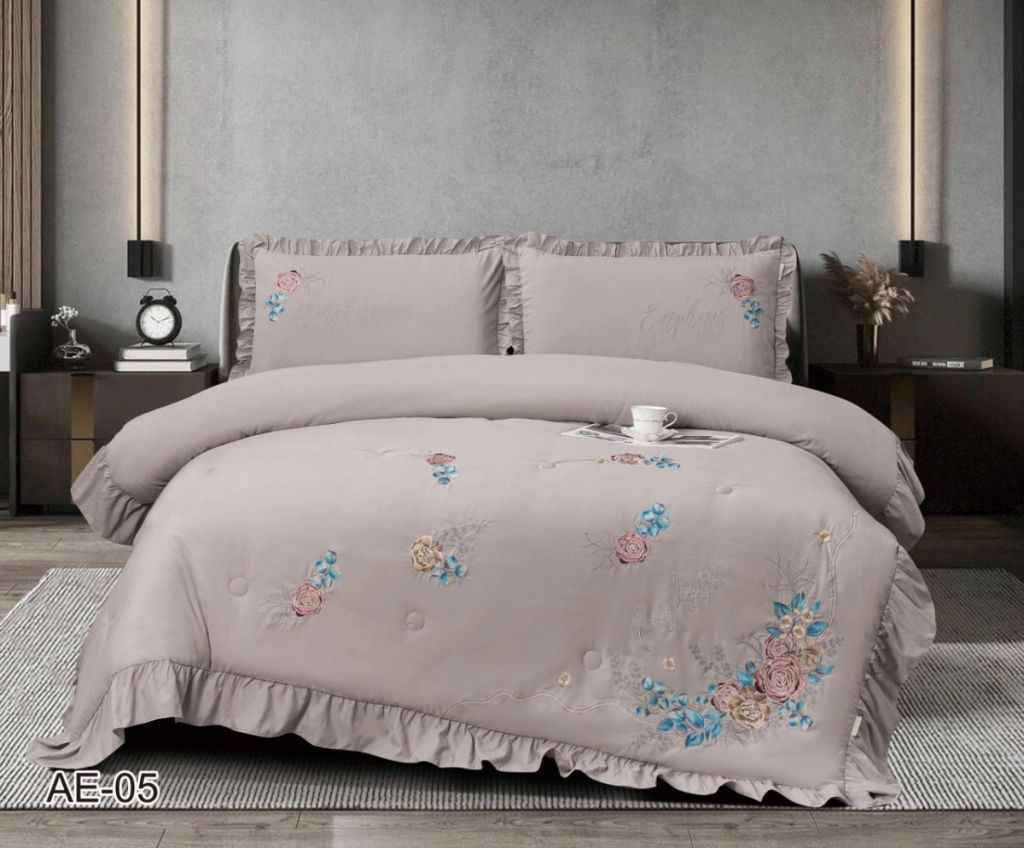 КПБ EFOR COTTONI с вышивкой "цветная роза" (AE-05), евро