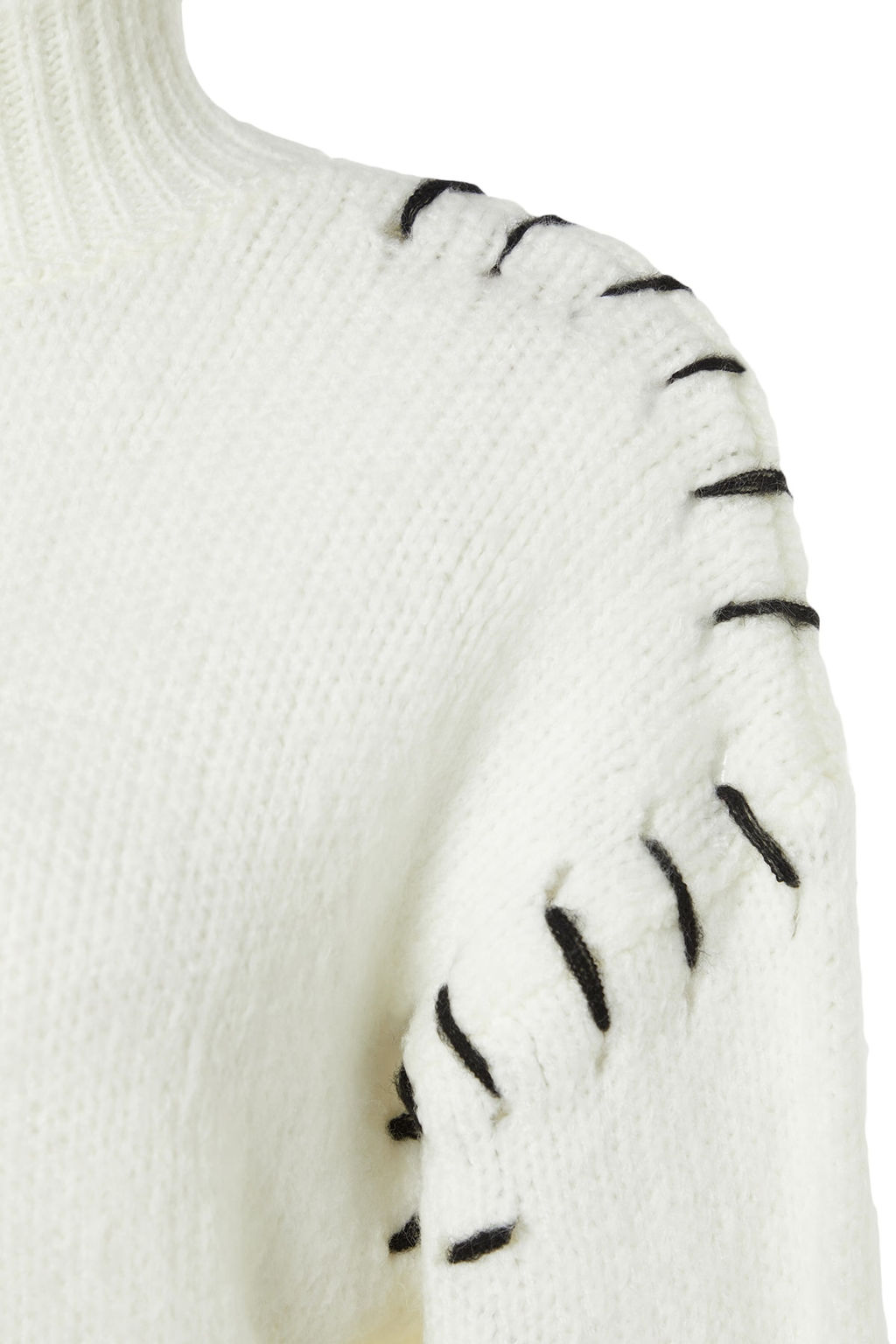 Ekru Yumusak Dokulu Genis Kal?p Iplik Detayl? Crop Triko Kazak TWOAW24KZ00633 - Trendyolmilla фото 7