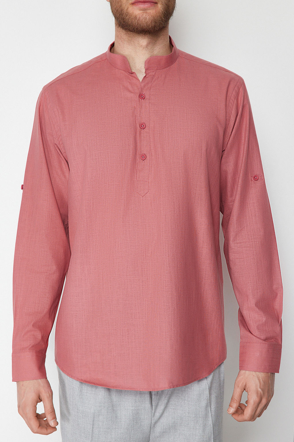 Gul Kurusu Hakim Yaka Regular Fit Kollar? Apoletli Gomlek TMNSS24GO00039